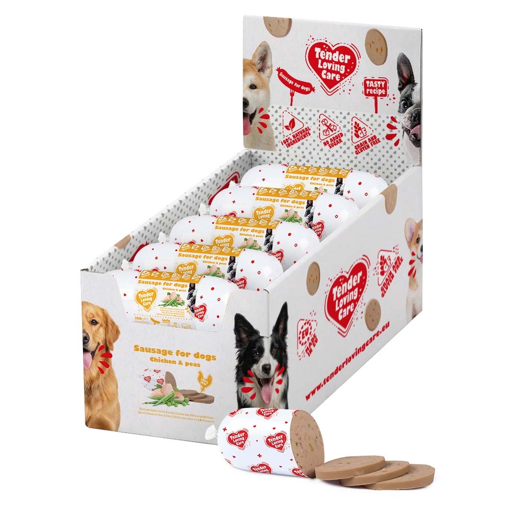 Worst voor honden met kip & erwten