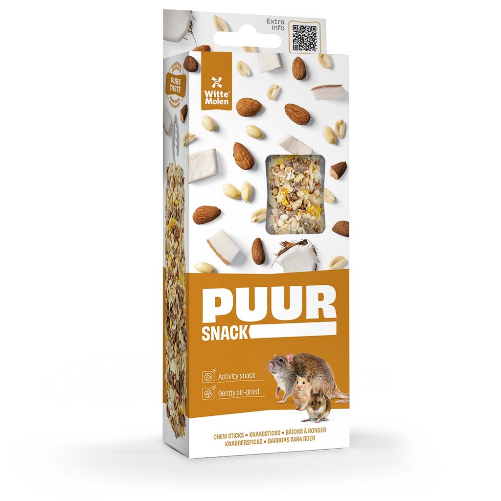 PUUR Knaagsticks pinda & amandel