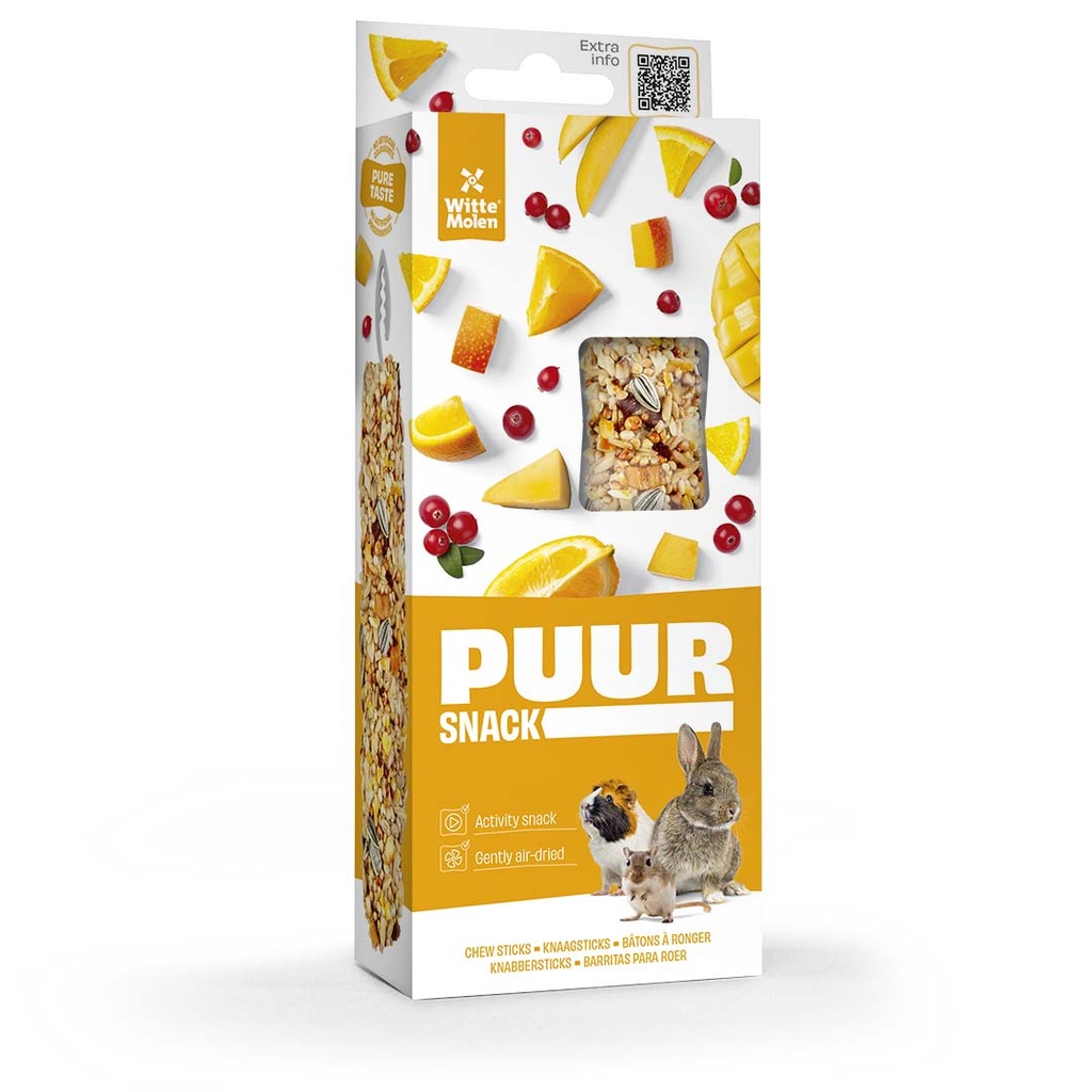 PUUR Knaagsticks sinaasappel & mango