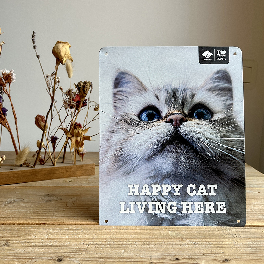 [695/481349] I LOVE Happy Cats bord 'living here' [meerkleurig (Multi)]